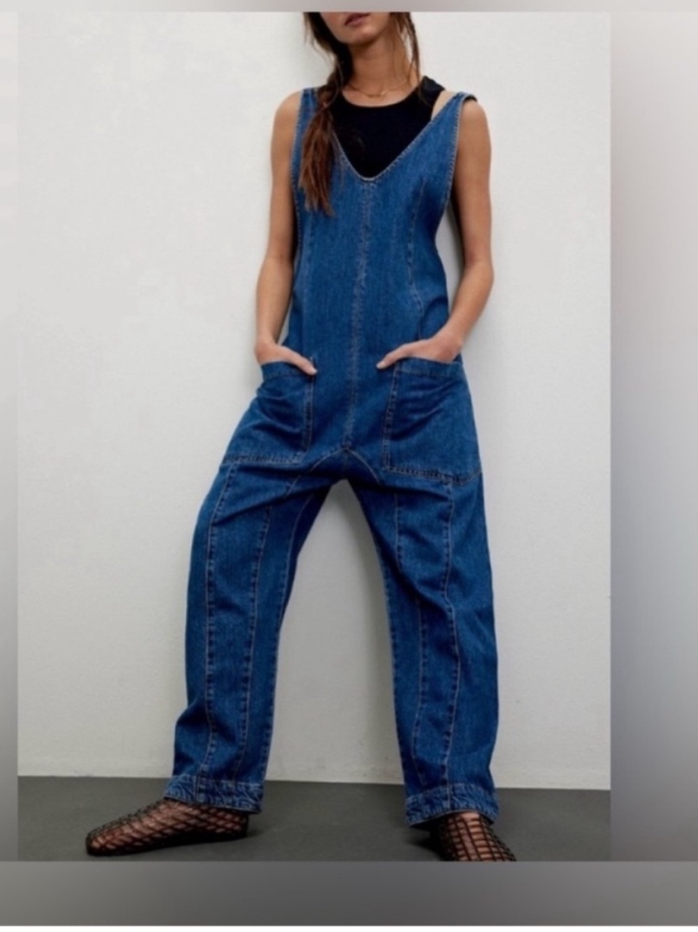 NWT Free People We The Free High Roller Jumpsuit - Sapphire blue - Small